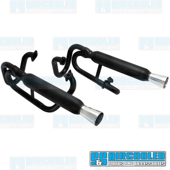 EMPI VW Buggy Dual Exhaust System, 1-3/8in., Black w/Chrome Tips, 00-3373-0