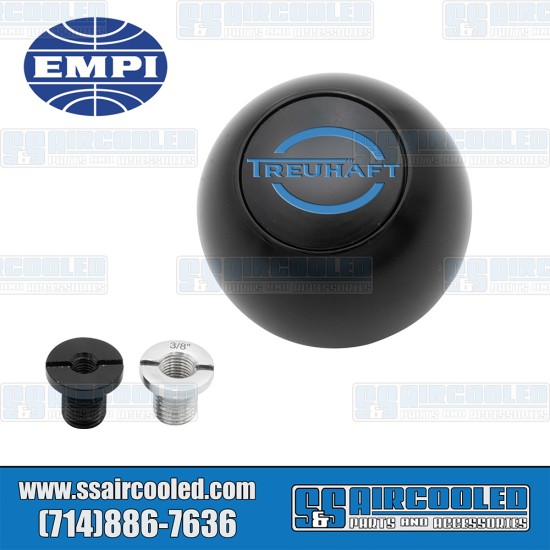 EMPI VW Shifter Knob, Treuhaft Logo, Aluminum, Black, 00-4684-0