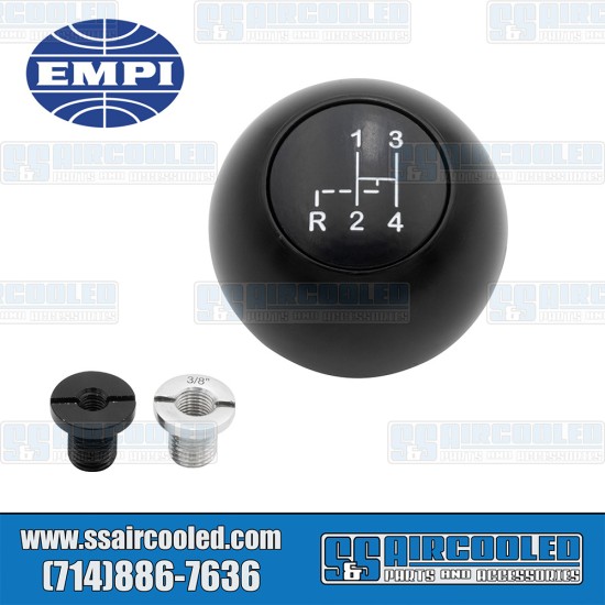 EMPI VW Shifter Knob, H-Shift Pattern, Aluminum, Black, 00-4686-0