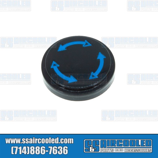  VW Dash Knob Insert, Fresh Air, Black w/Blue, 113819663A