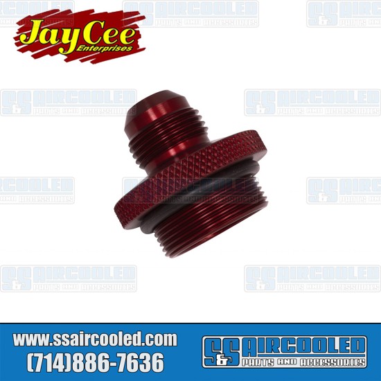 JayCee Enterprises VW Oil Filler Cap/Breather, -10 AN Male Fitting, Aluminum, Red, JC-2227-0