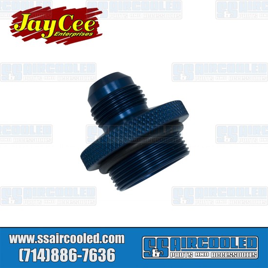 JayCee Enterprises VW Oil Filler Cap/Breather, -10 AN Male Fitting, Aluminum, Blue, JC-2227